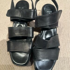 Aquatalia Black Leather Sandals